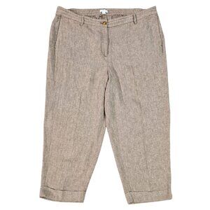 J. Jill Cropped Linen-Blend Pants in Taupe Beige